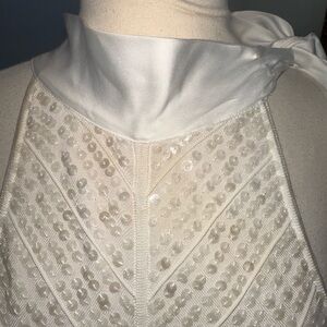 White House/Black Market Elegant Cream Sequin Halter Top